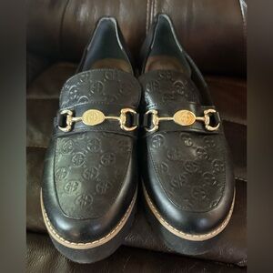 Giani Bernini Black Loafers with Gold Detailing